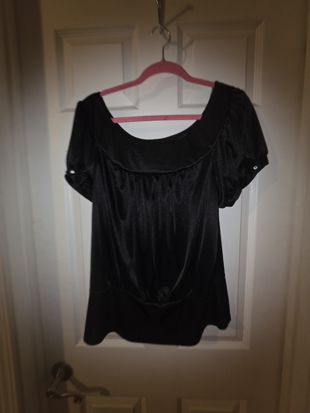 torrid Black Scoop Neck Short Puff Sleeve Top Size 1 14 Shirt Office Work